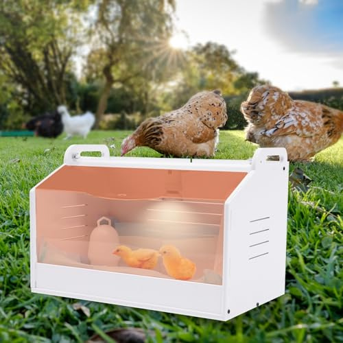 Brutinkubator Küken Aufzucht Box, Kükenwärmebox Kükenhaus mit Thermometer und Lampe 220V, 48x30x32cm Hühnerbrutkasten Heimbrutkasten für Hühnerenten,Vögel