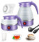 Bouilloire pliable, 0,6 l, bouilloire portable de camping, avec 2 gobelets pliables, bouilloire électrique en silicone avec fond en acier inoxydable 304, bouilloire de voyage en silicone pour camping,