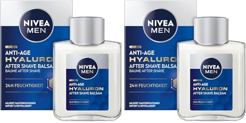 NIVEA MEN Anti-Age Hyaluron After Shave Balsam, erfrischendes After Shave mit Hyaluron für 24h Feuchtigkeit, beruhigende Gesichtspflege nach der Rasur (100 ml) (Packung mit 2)