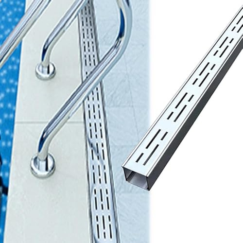 Canaleta de Drenaje Sistema De Drenaje De Zanja Para Piscina, Patio, Jardín Y Garaje, Canales De Drenaje De Acero Inoxidable/ Canal Francés Estrecho Para Patio, Balcón, Exterior(1 pack,T Connectors)