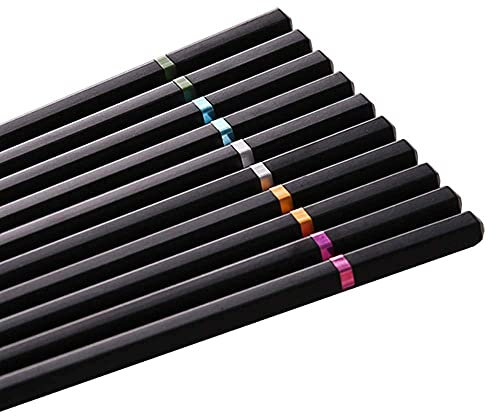 Bacchette riutilizzabili Set di 10 paia di bacchette cinesi in PET e fibra di vetro for uso alimentare, lavabili in lavastoviglie, da 9,4 pollici, riutilizzabili, antiscivolo, facili da usare.(C)