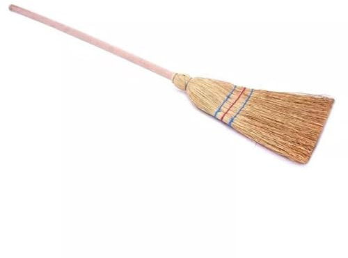 Traditional Rice Straw Broom, 95 cm Length, Natural Sorghum Grass with Beech Wood Handle