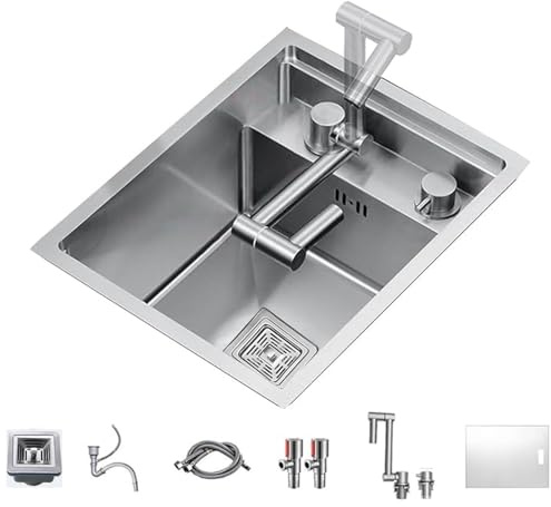 Évier de cuisine encastré à cuve unique, évier de bar/camping-car sous plan en acier inoxydable for camping et petits espaces