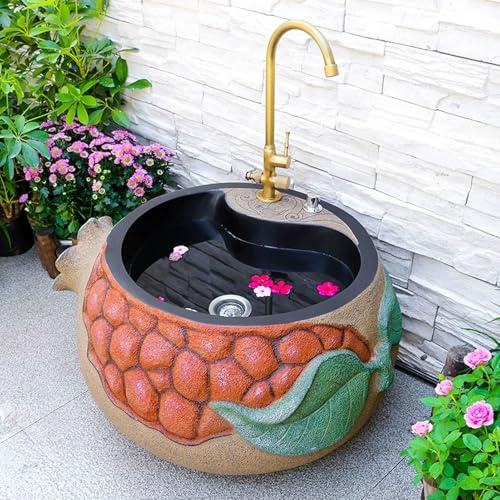 JIAOCKJIAO Évier de Vadrouille Extérieur, Bac de Nettoyage, Bac Utilitaire Autoportant Robuste avec Bouton de Drainage, Bassin de Nettoyage pour Ferme, Jardin, Drainage