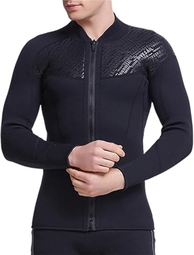 Neoprenjacke for Herren, Frontreißverschluss, Ultra-Elastisch, Strapazierfähig, Langärmelig, Thermo-Neoprenanzug(L/Large)