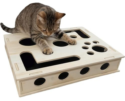 HAOWYYUU Kratzpuzzle Katzen Holz, Kratzbox Kratzpuzzle-Spielbox für Beschäftigung Und Förderung Beim Kratzen Spielen