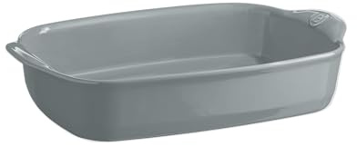 Emile Henry Plat Rectangulaire Ultime – Pour 6 à 8 Personnes – Céramique Haute Résistance – Cuisson Homogène et Service du Four à la Table – Coloris Perle – Fabriqué en France