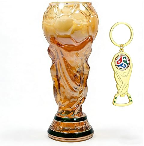 ZVD Bicchiere da birra della Coppa del Mondo, 450 ml,Creative Hercules Birra Mug, Calcio, Bicchiere di Cristallo, Bicchiere per Birra,per Fan del Calcio (Oro*1pcs)
