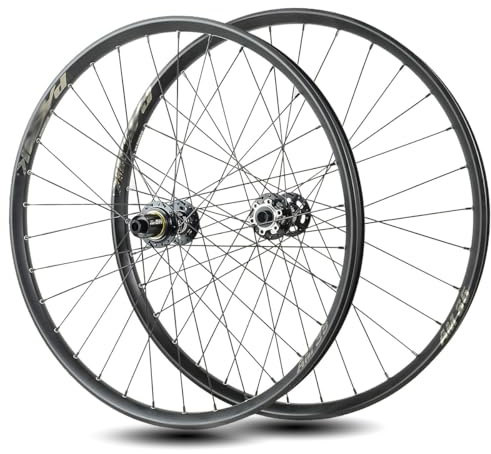 26/27,5/29 Tum Genomgående Axel Mountainbike Hjulset 15×110/12×148 Mm 32 Hål Aluminiumlegering Fälg Skivbroms Cykelhjulset Kompatibel 7-12 Hastighetskassett(Front+Rear,27.5 black)