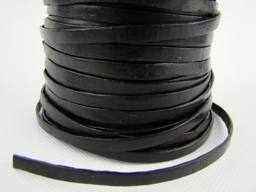 Lederband, Lederriemen 10 m. Breite 5 mm. Dicke 1,5 mm. Schwarz