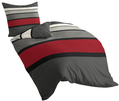 Bierbaum Bettwäsche 4757, Mako-Satin, Designed in Germany, rot 63, 135x200 + 80x80 cm