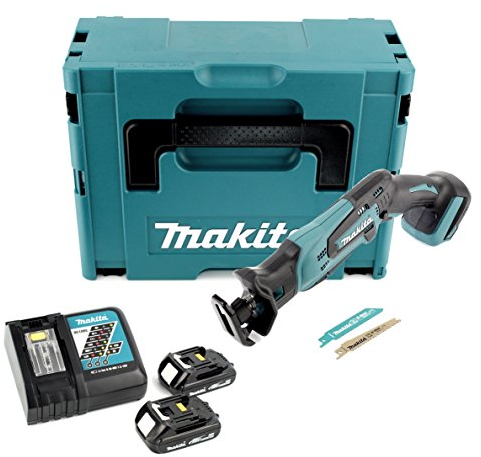 Makita djr 183 RYJ 18 V Batterie Li-Ion Scie sabre récipro Coffret Makpac + 2 x 1,5 Ah Batterie et dc18rc Chargeur