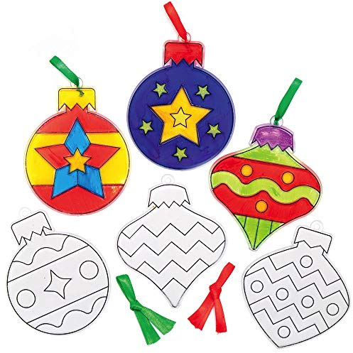 Baker Ross AX560 Décorations De Boule De Noël Attrape-Soleil - Lot de 10, Ornements De Fenêtre pour Enfants, Décorations À Suspendre pour Enfants À Décorer