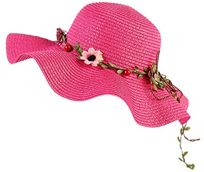 Anawakia Frauen Sonnenhüte Strand Kappe Cap Girlande Strohhut Wide Brim Strohhut Sommerhut