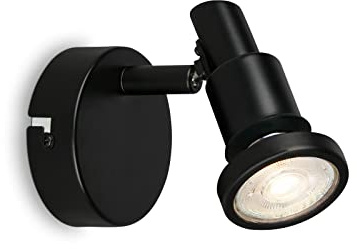 BRILONER- Applique LED salle de bain, ajustable, LED lampe murale salle de bain, IP44, couleur de lumière blanc chaud, GU10, noir, 80x106