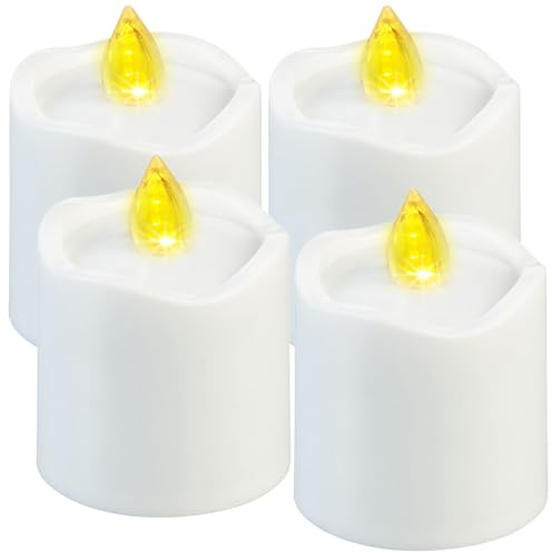 PEARL Grablicht Laterne: 4er-Set flackernde Grablicht-LED-Kerzen mit Dämmerungssensor, weiß (Elektrische Kerzen mit LED, Grablichtkerzen, Teelichter)