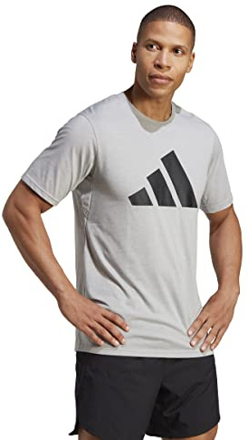 adidas För Män Train Essentials Feelready Logo Training Tee, Medium Grey Heather/Black, L