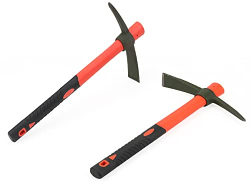 KEILEOHO 2 Stück 38 cm Spitzhacke Garten, Pickel Spitzhacke mit Fiberglas Stiel, Pick Mattock Hacke Kreuzhacke Robust für Gartenarbeit, Spitzhacke zum Pflanzen, Camping