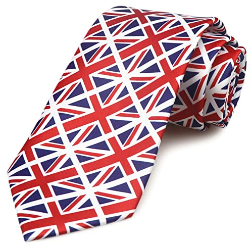 Rosiika Union Jack Tie - British Union Jack Flag Necktie - King's Coronation Neck Tie Bow Tie