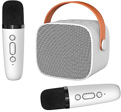 CEIEVER - Microfono per karaoke per bambini, con microfono senza fili, per karaoke, per bambini, con effetti che cambiano la voce e Bluetooth, per ragazzi e ragazze, bianco