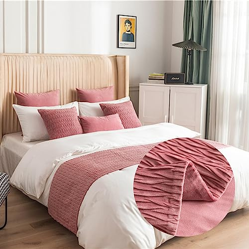 Morbuy Reversible Hotel Corredor de Cama Camino de Cama Bufanda Colcha Funda de Almohada Ropa de Cama Protector Bedroom Cola de Cama Toalla (45x45cm (Funda de Almohada Jacquard),Rosa)