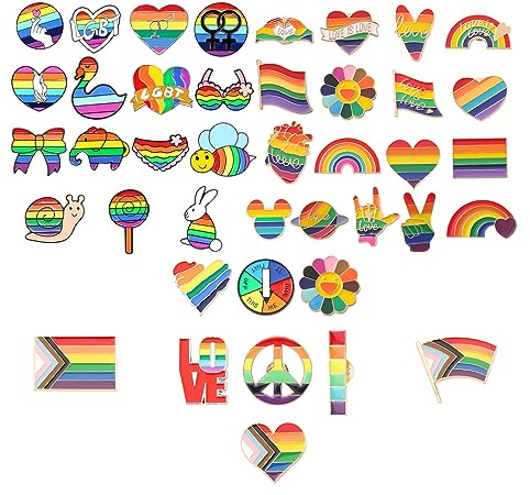BICI 41 Stück Regenbogen Pin LGBT-brosche Pride Merch Pins Pride Pins Set Pride Anstecker
