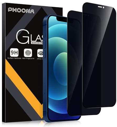 Phoona Sichtschutz Schutzfolie für iPhone 12 mini 5.4,9H Härte Anti-Peep-Schutzglas,Anti-Kratzer,Anti-Spionage Schutz für den Bildschirm,2 Stück