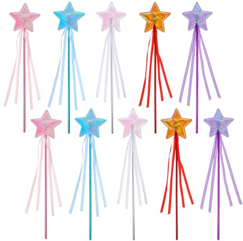 Abeillo 10 Stück Stern Glitzer Zauberstab für Mädchen,Prinzessin Zauberstab Sternform Zauberstab,Fee Magic Wand für Kinder, Weihnachten Halloween Geburtstagsfeier Dekoration