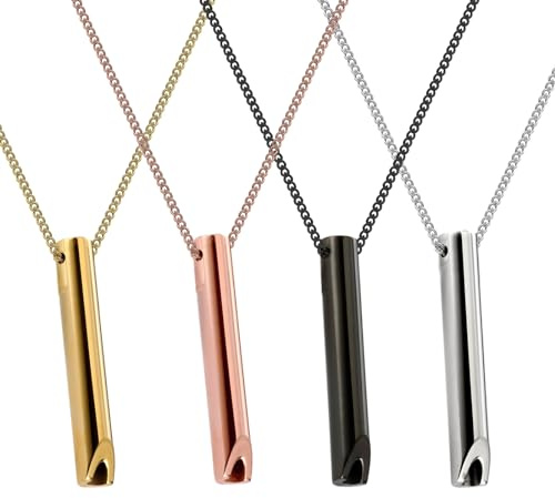 4 Pièces Colliers de Respiration Kit, Collier Respirant en Acier Inoxydable avec 4 Couleurs, Collier pour Exercices de Respiration, Femmes, Hommes