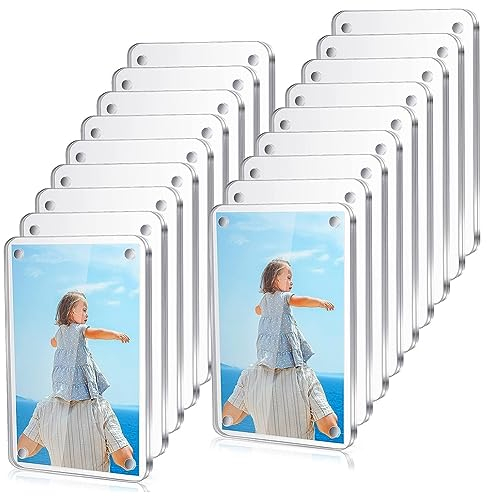 BOLAXHCA 18 Stück Acryl-Kühlschrank-Magnetrahmen, Rahmen, Mini-Doppelseitiger Kühlschrankmagnet-Bilderrahmen, Transparenter, Rahmenloser Displayrahmen