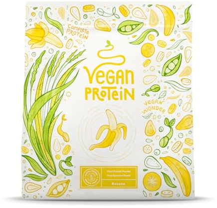 Vegan Proteine en Poudre [600g] | Banane | 23g Protein | Protéine Powder de Riz, Pois, Graines de Tournesol | Pre & Post Workout Proteines Musculation | Shake de Protéines | Alpha Foods