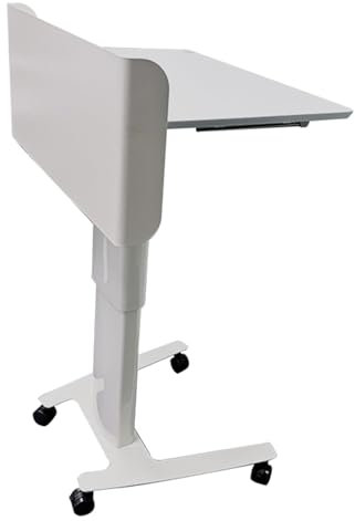 YVYKFZD Mobiles stehpult, anhebbare Rednerpult, tragbare Kirchenpodium, höhenverstellbares Laptoptisch mit Rädern, Schublade, Kantenstopper-Desktop für Kirche, Schule (Color : Wit)