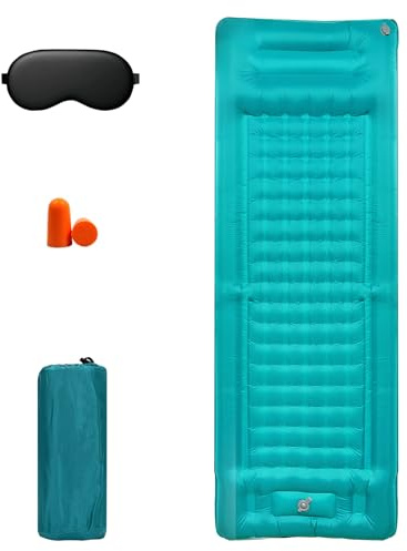 EXLECO Colchoneta de camping autoinflable, colchón de aire con cojín, colchón de camping para exteriores, colchoneta isotérmica, plegable, ultraligera, cama de aire, colchoneta hinchable para dormir,