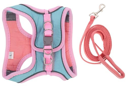 HAPINARY 1satz Pet- Set Für Katzen Und Verstellbares Geschirr Mit Reflektierender Weste Ausbruchsicher Langlebig Für Outdoor-aktivitäten Teilig Rosa-grün
