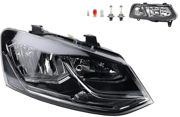 Johns, Scheinwerfer Halogen Front Haupt passend für VW Polo 09 6R 04/2014- H7 H7 Rechts + Nebelscheinwerfer + Leuchtmittel
