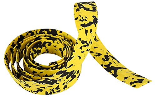 Yctze Guidoline – Ruban de Guidon en Mousse de Caoutchouc, 2 Pièces, Ruban Adhésif pour Vélo de Route, 2 Bouchons de Barre (jaune + noir)
