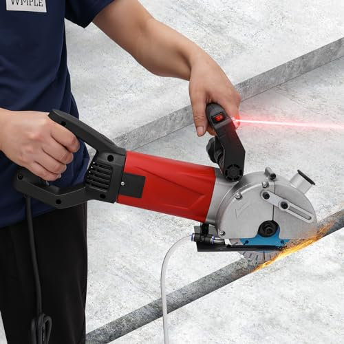 2800W Elektrische Mauernutfräse, 7000 U/min Elektrische Schlitzfräse Wandfräse Mit 5 Diamantblättern,Einstellbare Tiefe und Breite