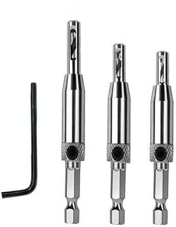 3Pcs HSS Door Window Cabinet Self Centering Hinge Drill Bits Set Center Hinge Drill Bit Mill Tool for Opening Hole-5/64 Inch 7/64 Inch 9/64 Inch for Woodworking Window Door Hinge