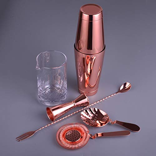 DDNGEJ Kupfer-Version, 6-teiliges Bar-Set, Boston-Cocktail-Shaker, Barkeeper-Set inklusive Rührglas
