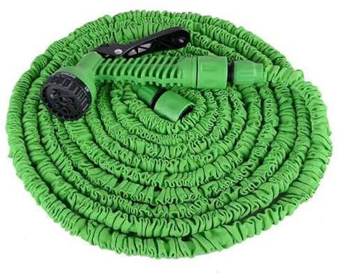 Manguera Extensible con la Presión del Agua, Manguera Verde Extensible con pistola de riego 7 modos(15M)