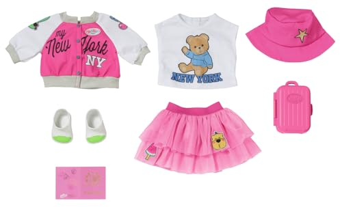 BABY born Deluxe Reiseoutfit mit Puppenkleid, Hut, Schuhen, Reisepass und Koffer für 43cm Puppen, 836316 Zapf Creation