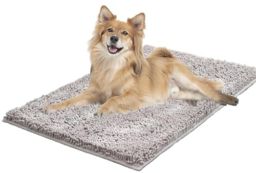 LYXLBX Clean mat, Premium cleany mat Hund 60 x 90 cm,Schmutzfangmatte Hunde,wasserdicht Teppich für Hund,Fußmatte Innen waschbar,für Eingang,Haustür & Flur,Grau-90 x 120 cm