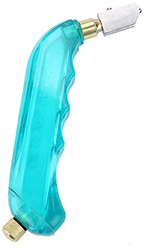 Glomora Tagliavetro manuale per alimentazione olio Utensile professionale per il taglio del vetro con manico in plastica (Blue)