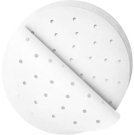 100 PCS 9 inch Bamboo Steamer Liner, Air Fryer Parchment disposable Paper Liners, Bamboo Steamer Liner,Non-stick Steamer Liners for Oven, Microwave, White Anti-Stick Steamer Pape