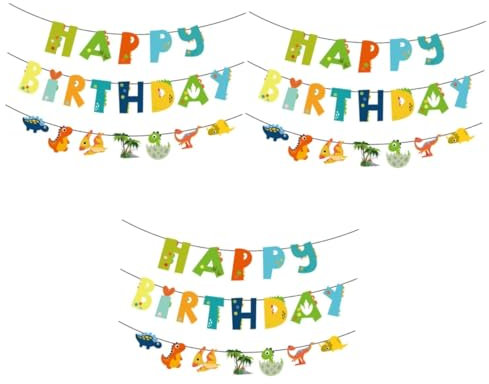 Abaodam 3sätze Dino Geburtstag Banner Dinosaurier Party Deko Für Junge Mädchen Hängende Girlande Zur Feier Von Geburtstagsfesten Für Jungen Und Mädchen Auffällige Dekoration Für