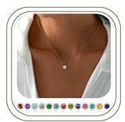 TINGN Gold Geburtsstein Kette Mädchen Damen, 18K Vergoldet April Diamant Halskette Mode Runde Cut Geburtsstein Schmuck Geburtstag Geschenke für Mädchen Frauen Mutter Freundin