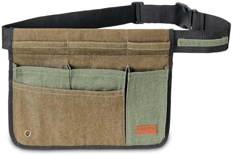 Paxiyu Garten-Werkzeuggürtel für Damen und Herren, Denim, breit, verstellbar, 5 Taschen, robuste Werkzeugtasche für Gartenarbeit, Heimwerker, Tischler, Holzbearbeitung, Malerei, Näherei und Handwerk