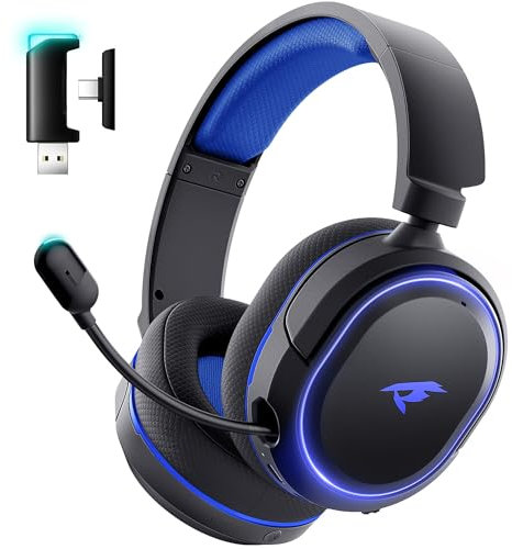 Casque de jeu sans fil, son surround 7.1, casque de jeu USB 2,4 GHz avec Bluetooth 5.4, batterie de 100 heures, casque micro antibruit ENC, lumière RVB, casque sans fil pour PC, PS5, PS4, Mac Switch
