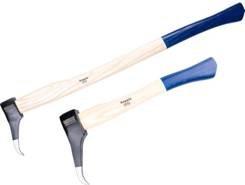 Germania Sappie Set 2 Stück - 40 und 80 cm Stiel aus Eschenholz - 550g Kopfgewicht - Forstwerkzeug Fällheber Holzheber Wendehaken
