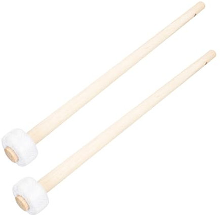 Toyvian Maillets à Manche en Bois pour Gong 2 Pièces Tête en Caoutchouc Matériau Synthétique Poignée Confortable Usage Performance